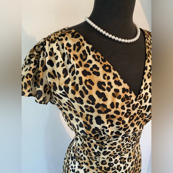 🚨😱 STOP STARING! DULCE LEOPARD WIGGLE PENCIL BODYCON PINUP RETRO DRESS - Picture 6 of 9